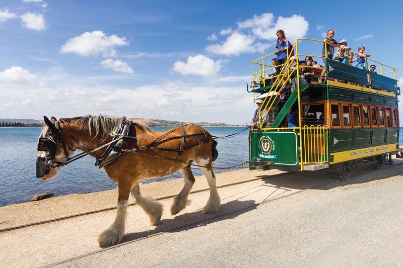 Victor Harbor - Horse Tram; Klicken Sie auf das Bild um eine vergrößerte Ansicht sehen zu können. Copyright Bild: South Australian Tourism Commission